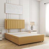 BSSPOKE Zarah Divan Bed Set Plush Velvet 24 Headboard No Drawers No Mattress in Mustard | Size: Small Double