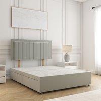 BSSPOKE Zarah Divan Bed Set Plush Velvet 24 Headboard No Drawers No Mattress in Silver | Size: Super King