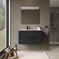 Banyetti Celtic Duo 800mm Wall Hung Vanity Unit with Door & Basin - Matt Black