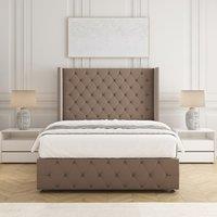 BSSPOKE Mayfair Plush Velvet Divan Bed 54 Headboard & Mattress No Drawers in Bronze | Size: King