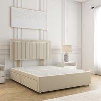 BSSPOKE Zarah Divan Bed Plush Velvet 24Headboard 2Drawers Footend No Mattress in Cream | Size: King