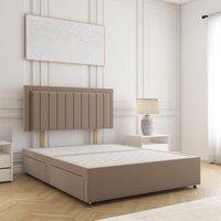 BSSPOKE Zarah Divan Bed Set Plush Velvet 24Headboard & 4 Drawers No Mattress in Bronze | Size: King