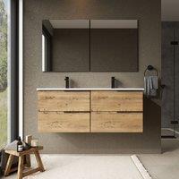 Banyetti Celtic 1200mm Wall Hung Bathroom Vanity Unit with Athena Basin - Ostippo Oak in Light Oak