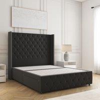 BSSPOKE Mayfair Plush Velvet Divan Bed 54Headboard & No Mattress No Drawers in Black | Size: Super King