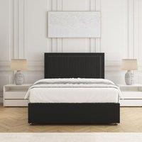BSSPOKE Zarah Divan Bed Set Plush Velvet 24 Headboard & Mattress No Drawers in Black | Size: Super King