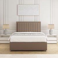 BSSPOKE Zarah Divan Bed Set Plush Velvet 24 Headboard & Mattress No Drawers in Bronze | Size: Super King