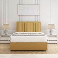 BSSPOKE Zarah Divan Bed Set Plush Velvet 24 Headboard & Mattress No Drawers in Mustard | Size: Small Double