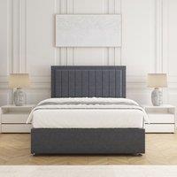 BSSPOKE Zarah Divan Bed Set Plush Velvet 24 Headboard & Mattress No Drawers in Charcoal | Size: King