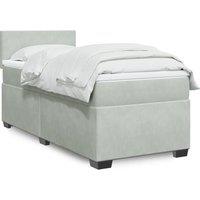 Box Spring Bed with Mattress Light Grey 100x200 cm Velvet