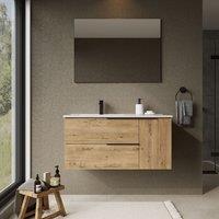 Banyetti Celtic Duo 1000mm Wall Hung Vanity Unit with Door & Basin - Ostippo Oak in Light Oak