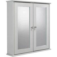 EONLION Croydex FlexiFix Ashby Grey Wooden Double Door Mirror Bathroom Storage Cabinet