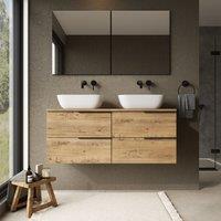 Banyetti Celtic 1200mm Wall Hung Bathroom Vanity Unit with Matching Worktop - Ostippo Oak in Light Oak