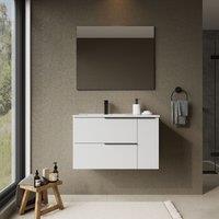 Banyetti Celtic Duo 800mm Wall Hung Vanity Unit with Door & Basin - Gloss White