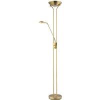 Happy Homewares LED Mother & Child Floor Lamp with Rotary Dimmer Switches & Reading Light in Metallic Gold