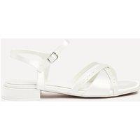 Linzi Women's Spellbound Bridal Ivory Satin Low Heel Sandals in White | Size: 7-Standard Fit