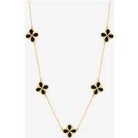 Inicio Women's 14K Gold Plated & Jet Enamel Clover Necklace - Gift Pouch