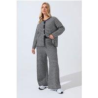 Yours Women's Boucle Wide Leg Trousers in Dark Navy | Size: 22-24