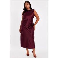 Quiz Women's Burgundy Curve Satin Midaxi Dress | Size: 20