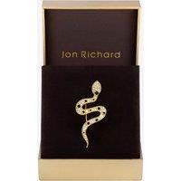 Jon Richard Women's Gold Plated Crystal & Jet Snake Brooch - Gift Box
