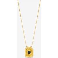 Inicio Women's 14K Gold Plated Jet & Heart Charm Necklace - Gift Pouch