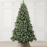 Christow Cone & Berry Artificial Christmas Tree Snowy Snow Flocked With Stand 5ft 6ft 7ft in Green