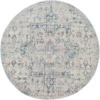 Livabliss Ankara Grey Blue Vintage Traditional Boho Living Dining Bedroom Rug in Ivory | Size: 140 cm x 200 cm
