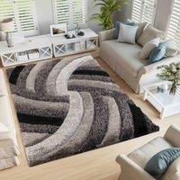 Desire Rugs Modern Soft Swirl Shimmer Shaggy Area Rugs in Grey | Size: 160 cm x 230 cm