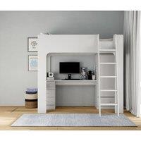 Flintshire Furniture Ltd Eden High Sleeper Bed with Desk & Storage in Grey | Size: Single