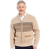 Tootal Men's Horizontal Jacquard Zip Cardigan in Light Brown | Size: 2XL