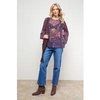 Oasis Women's Printed Lace Detail Dobby Chiffon Blouse | Size: 8