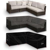 Futura 420D V Shaped 255x255x80cm Waterproof Garden Furniture Cover, Outdoor Patio Weatherproof Rattan Sofa Shield in Black | Size: 255 x 255 x 80 cm