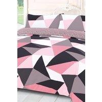 OHS Shapes Duvet Cover with Pillow Case Bedding Set in Light Pink | Size: Double