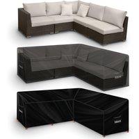 Futura 420D L Shaped 222x286x80cm Waterproof Garden Furniture Cover, Outdoor Patio Weatherproof Rattan Sofa Shield in Black | Size: 222 x 286 x 80 cm