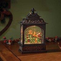 Samuel Alexander 29cm Battery Powered Light up Flying Santa Christmas Water Spinner Lantern with LEDs in Brown
