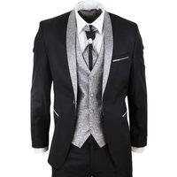 TruClothing Men's 4 Piece Wedding Suit Groom Cravat in Black | Size: 40R