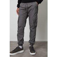 Threadbare Men's 'Prince' Cotton Cuffed Cargo Trousers in Mid Grey | Size: XL