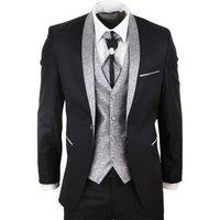 Infinity Leather Men's 4 Piece Tailored Wedding Suit in True Black | Size: 40R