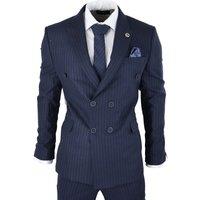 TruClothing Men's AK Collection Herringbone Tweed 3 Piece Suit in Navy | Size: 38R