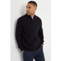 Threadbare Men's 'Westleigh' Zip Up Cardigan with Microfleece Lining in Navy | Size: Medium