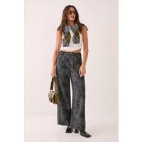 NastyGal Women's Distressed Faux Leather Panelled Trouser in Charcoal | Size: 10