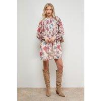 Oasis Women's Printed Frill Detail Chiffon Mini Dress in Floral | Size: 16