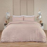 OHS Seersucker Duvet Cover with Pillowcase Bedding in Baby Pink | Size: King
