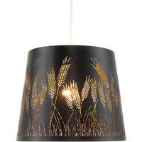 Happy Homewares Corn Field & Grass Laser Cut Black Pendant Shade with Gold Inner