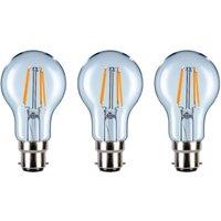 Eurolec A60 Classic Clear B22 LED Straight Filament Dimmable Light Bulb Pack | Size: Pack of 3