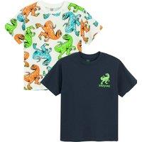 Cool Club Boy's 2-Pack Short Sleeve Dinosaur Printed T-Shirts in White | Size: 4 Years
