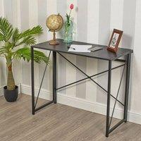 EONLION Rectangle Black Wooden Folding Table Steel Legs Computer Work Office Desk