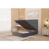 Somnior Ziggy Plush Velvet Ottoman Bed Base with Floor Standing Headboard in Silver | Size: Small Single