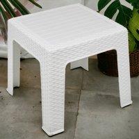 EONLION White Rattan Design Wicker Coffee Table Bistro Plastic Garden Patio Furniture