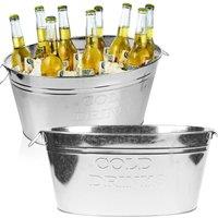 EONLION 2x Large Galvanised Metal Wine Champagne Beer Bottle Ice Cooler Bucket Party Tub in Metallics
