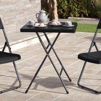 EONLION 60cm Black Rattan Wood Look Square Folding Table Outdoor Garden Patio
